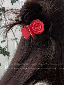 South Korea Dongdaemun Vacation Atmosphere Three-Dimensional Rose Acetate Small Hair Grabbing Clip Half Ponytail Shark Clip