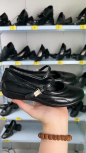 SHUTA Black Rubber Shoes for School and Work Flat Round Toe Waterproof Non Slip Shoes for Girls & Women Size 24-40