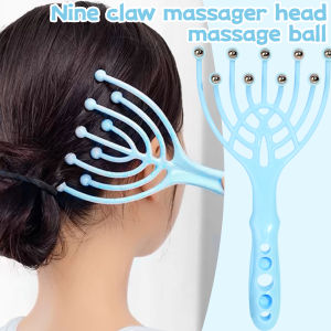 9 Claws Head Massger Streamlined Ball Body Relaxation Scalp Massage Roller for Hair Growth Hand Held Hair Stress Relief Aid