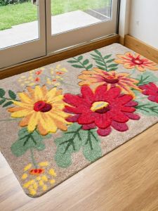 Thickened Entrance Mat Carpet Home Use Flower Pattern Door Mat Anti-Slip Water Absorbent Bathroom Foyer Modern Chinese Style Rectangular Rug
