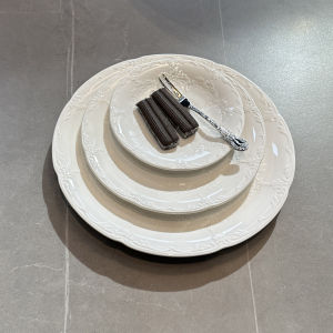 Luxurious French Vintage Embossed Ceramic Plate Heavy Work Western Dinner Dessert Pasta Boss Lady Personal Use Nordic Style