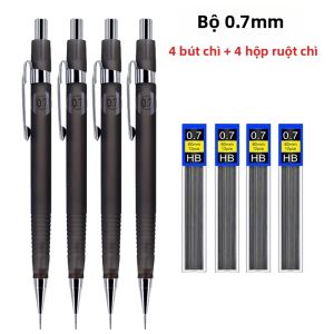MROOFUL | 8 Cái/bộ Bộ Bút Chì Cơ Khí 0.3-0.9 Mm Tam Giác Cầm Tay Có Tích Hợp Tẩy Độ Cứng Chì HB Cho Trường Học Đồ Dùng Viết