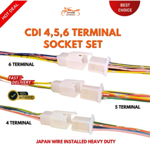 4 5 6 TERMINAL CDI SOCKET SET FEMALE AND MALE WITH JAPAN WIRE INSTALLED HEAVY DUTY
