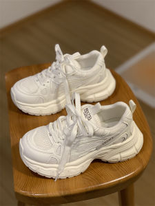 Trendy Leather Dad Shoes Womens Casual Sport Shoes Thick Bottom Running Shoes Fall Season Foot Slimming Leisure Running Shoes