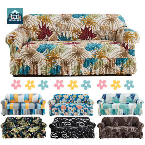Single/Double/Three/Four Universal Sofa Cover With Lace L-shaped Elastic Sofa Milk Silk Slip Large Sofa Slipcover