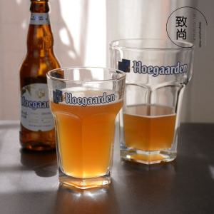 Thickened Glass Hoegaarden Premium Beer Cup White Hexagonal Bar Beer Mug Brewery Direct Sale Standard Capacity 301mL-400mL