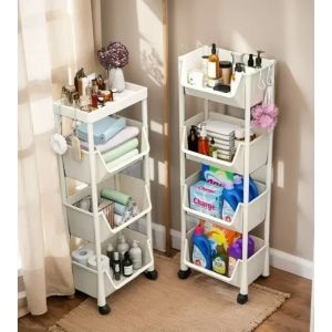 NEW Trolley Bookshelf Kitchen Storage Rack Kitchen Corner Narrow Slit Storage Cabinet Bathroom Living Room Home Organizer