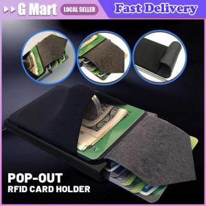 Slim Aluminum Wallet with Elasticity Back Pouch ID Credit Card Holder Mini RFID Wallet Automatic Pop Up Bank Card Case Men Purse Pop-Out RFID Card Holder Slim Wallet Elasticity Back Pouch ID Credit Card Holder Blocking Protect Travel ID Cardholder