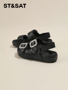 ST&SAT | Glitter Rhinestone Buckle Womens Summer Sandals