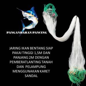 Jaring Penangkap Ikan Siap Pakai 3 Lapis Tinggi 15m Panjang 20m  lanting Tanah