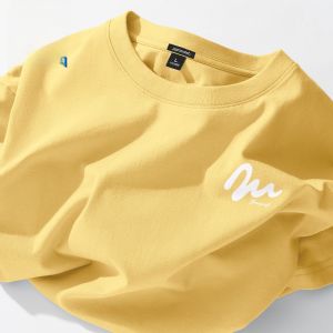 True Weave T-Shirt เสื้อยืดแขนสั้นผ้าฝ้ายหลวมๆ สีเขียวหมึกสำหรับผู้ชายในช่วงฤดูร้อน ทรงหลวม ใส่สบาย ลำลอง สวมใส่สบาย