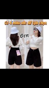 Quần Jean Nữ Ngố Lửng Ống Rộng Chất Jean Cotton Lưng Cao Co Giãn SML