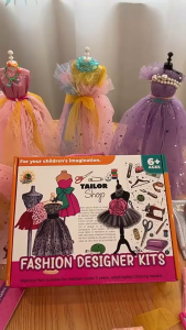 378 Pcs Fashion DESIGNER KIT FOR GIRLS Creativity DIY Arts Crafts Kit with Fashion Design Sketchbook DIY Princess Clothes Sewing KIT FOR TEEN Girls Birthday Gift Childrens Handmade Clothing Design Material Pack