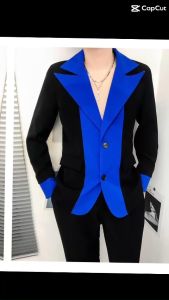 Áo vest áo vest nam phối màu xanh với đen và trắng hàng thiết kế may bao đẹp - mã N44