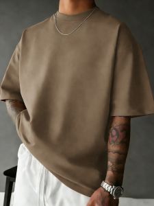 Áo Thun Cotton Nam Mùa Hè Tay Ngắn Kiểu Dáng Rộng Rãi Thoáng Khí Thoải Mái Cổ Tròn Chất Liệu Mềm Mại Phong Cách Đường Phố Áo Basic Cho Mùa Xuân Và Mùa Hè