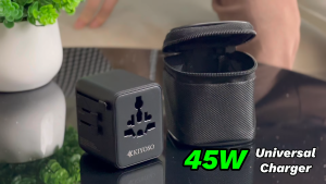 KIYOSO 45W International Travel Plug Universal Adapter 2500W 3 Type-C Fast Charging 2 USB Charger UK US China Japan Aus