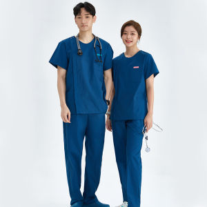 Zipper Nurse Uniforms Medical Scrubs Dental Assistant Nursing Suits Beauty Salon Workwear Pet Hospital V Neck Surgery Set 205