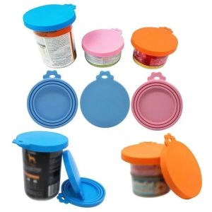 5pcs Silicone Fresh-keeping Lid Pet Can Lid Cat Dog Food Fresh-keeping Three in One Silicone Lid Sealed Silicone Lid Voerbak Dog