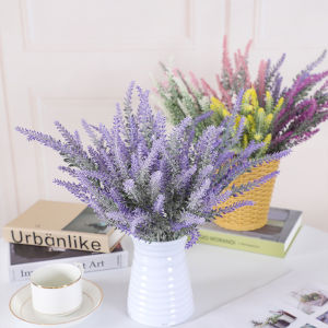 ABS 1PC Artificial Lavender Flower Wedding 5 Branches Bridal Floral Bouquet Colourful Decoration Home Party Looks Real Bunga Tiruan Lavendar Perkahwinan