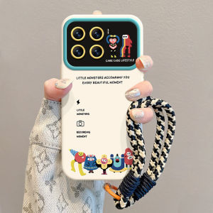 Creative Silicone Phone Case for Xiaomi 15 pro with Large View Window And 5 Little Monsters Design Women Style with Lanyard
