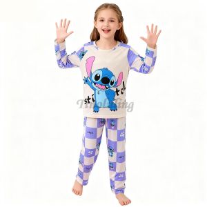 New Spring Childrens Clothing Sets Stitch Angel Boy Sleepwear Long sleeved pants Clothes Kids Pajamas Set Baby Girls Pyjamas