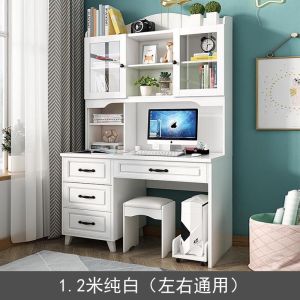 Simple Modern Home Computer Desk with Bookshelf Integrated Study Table for Primary School Students Small Apartment Size