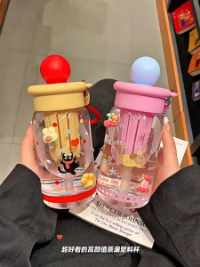 Bình Nước Nhựa 500ml Cute Kèm Lõi Lọc Trà & Dây Đeo Dễ Thương LILA BNMEO75