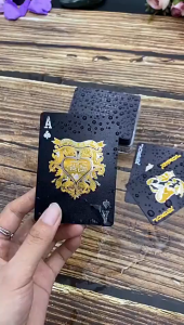 Gold foil plastic playing cards waterproof anti-folding checkered back pattern playing cards
