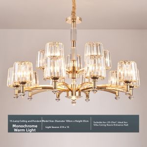 Aiskdan | American Crystal Chandelier Luxury Gold Room Light