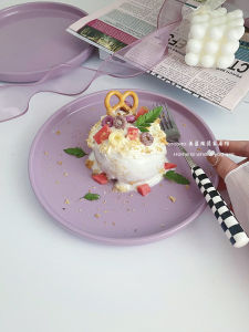 Purple Ceramic Western Style Steak Dessert Plate Korean Style Flat Plate Dining Utensils YU NI MU BO BO Ceramic Plate