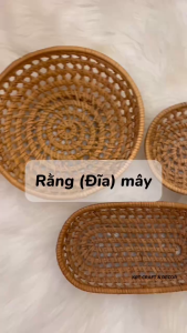 Rằng (Đĩa) Mây hình oval đựng các loại hạt hoa quả bánh kẹo bày bàn trà (KBT004DM)