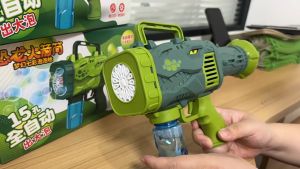 15-hole Electric Bubble Gun Automatic Dinosaur Bubble Blaster Bubble Machine with Led Lights and Bubbles Solutions