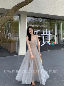 Tina Fairy Art Student Green Long Dress Two-Piece Set Summer 2024 Womens Premium Dress Other Material 100%