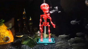 Chicmine Dancing Skeleton Aquarium Bubbler Air Driven Dynamic Skeleton Ornament Funny Air Bubbler with 1m Air Tube And Suction Cups for Betta Shrimp Tanks