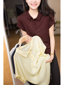 XIAOER | Linen and Silk Polo Tee Female