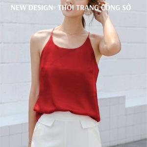 Áo 2 dây nữ cổ tròn mặc trong vest blazer chất vải lụa satin mịn mát - NEW DESIGN AO0028