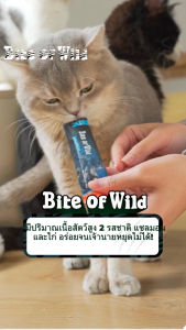 [ ซื้อ 10 สําหรับ 2 แพ็ค ] Bite Of Wild Salmon & Rabbit & Chicken Cat Treats 60g 12pcaks เนื้อสดโปรตีนสูง 0% เกรน