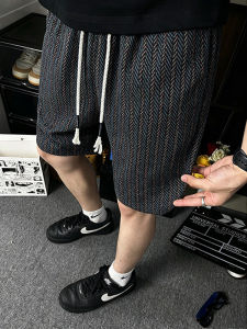 ZHUOCAN | Elegant Rainbow Stripe Knit Shorts 5-Inch