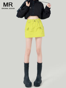 American Style Hot Girl High Waist Workwear Mini Skirt Women Summer New Slimming Anti Exposure Versatile Drawstring Half Skirt