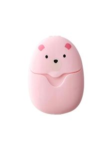 50pcs/ 1 box Travel Soap Tablets Portable Paper Fat Soap for Students Kids Mini Teddy Bear Hand Sanitizer Box