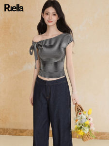 puella | Summer Korean Style Stripe Color Block Skinny Halter Sleeveless T-Shirt