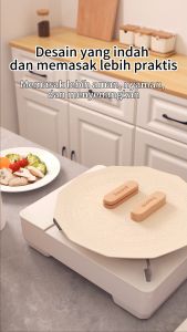 [free capitan] [freemir] Grill Pan 36/30cm Wajan Anti Lengket Pemanggang Alat Panggang BBQ/Bulgogi - Beige - Tanpa capitan