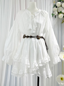 French Holiday Style Sweet Lace Dress Womens Long Sleeve Waist Cinched Slimming Irregular Skirt Spring 2025 Polyester Fiber