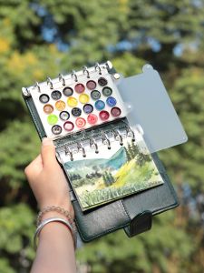 Yimo A5A6A7 Loose Leaf Notebook Imitation Leather Watercolor Notebook Large Ring Daily Planner Notebook Durable Linen Cover