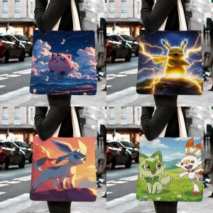 Bandai | Pokemon Glaceon Storage Bags Tote Bag Travel Summer Beach Shoulder Bag Reusable Grocery Shopping Bag Anime Artwork