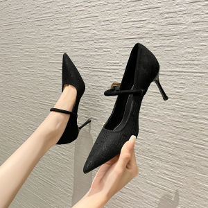 รองเท้าส้นสูงแบบหนังนิ่มสวมใส่สบาย ทรงหัวแหลม ดีไซน์เก๋ไก๋สำหรับผู้หญิง สำหรับใส่ไปทำงานและไปเที่ยวในช่วงฤดูใบไม้ผลิ