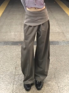 Quần Dài Thường Ngày Hai Mảnh W12s Thiết Kế Ban Đầu Quần Dài Ống Đứng Quần Dài Ống Rộng Quần Dài Thường Ngày Cho Nữ Mùa Thu 2025