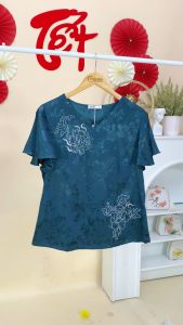 Áo kiểu trung niên thiết kế truyền thống chất liệu gấm mềm mịn AN4L0722 Thời trang Thiều Hoa