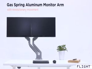 Flight Dual Silverfly Series Monitor Arm with Laptop Holder Bundle LCD Arm Monitor Mount Vesa Monitor Stand Come with 1 X Media Port 1 X 3.0 USB Dynamic Spring Mechanism International Vesa Compatible Cable Management Included