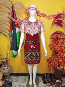 DRESS TENUN JEPARA KOMBINASI BROKAT PINK